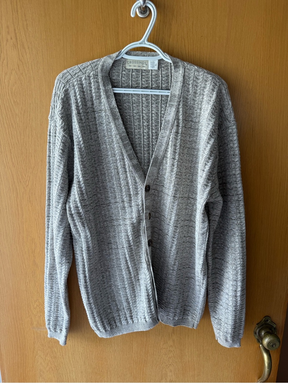 Crossings Men’s Light Gray Cable Knit Button Cardigan